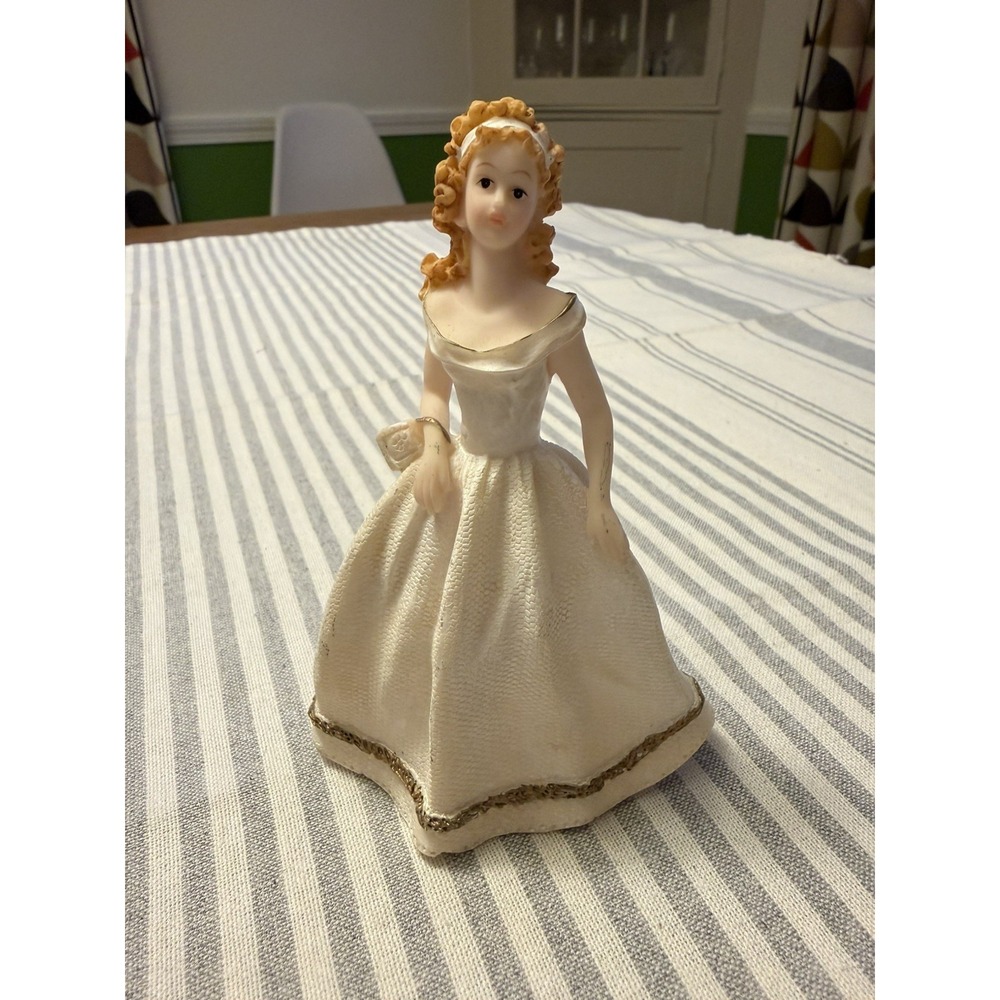 K's Collection Wedding Bride Blonde Miniature 5.5" Vintage White Dress Topper
